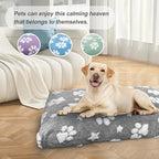 Cute Fluffy Dog Beds for Extra Large Dogs, 41"x 28", Grey Paw | Thick Dog Bed for Crate Kennel, Pet Bed with Removable Washable Cover, Anti-Slip Bottom