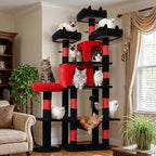 Gothic Cat Tree, 71 Inch Heavy Duty Cat Trees for Large Cats | Cat Tree Tower for Indoor Cats Large Adult with Cat Scratching Post & 2 Condos, 9 Sisal Posts & Hammock, Black Red