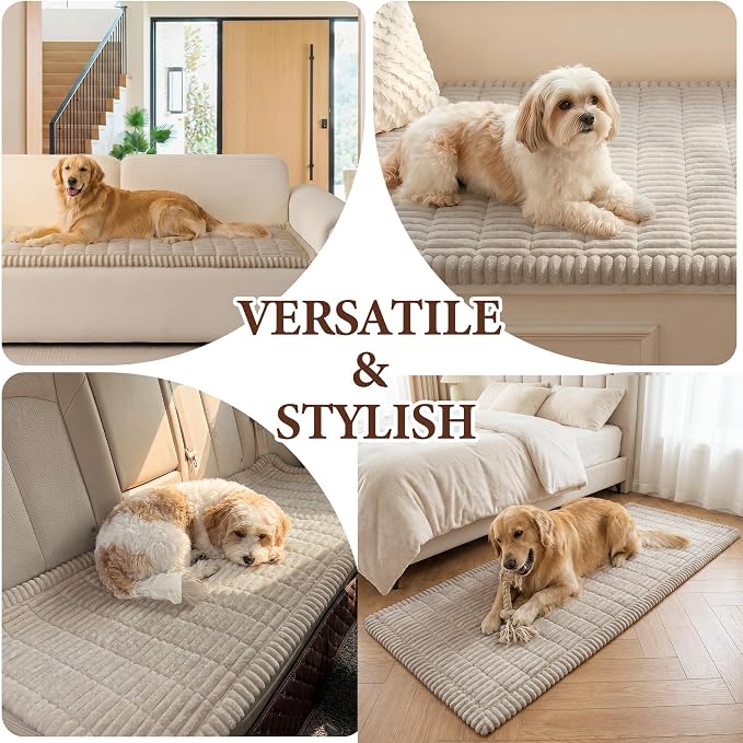 Dog Couch Cover, Non Slip Sofa Covers for 3 Cushion Pet Friendly | Washable Soft Sofa Slipcovers for Dogs, Furniture Protector Against Fur, Dirt, Dog Mat for Couches, Oatmeal, 27.6" x 70.9"