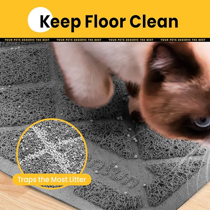 Conlun Cat Litter Mat Litter Trapping Mat, 30" x 20" Premium Durable PVC Grid Mesh with Scatter Control, Non-slip, Less Waste Cat Litter Box Mat, Soft on Kitty’s Paws, Urine Waterproof