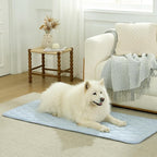 COZY KISS Cooling Couch Cover for Dog Washable, Cool Sofa Cushion Mat | Q-Max >0.4 Cool Tech, Non-Slip Pet Pad for Car Seat Protector, Liquid Pee Proof Mat for Dog, Cats, 27.5x82.5 Inch, Blue