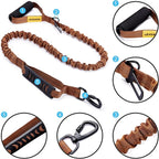 6FT Highly Reflective Heavy Duty Elastic Bungee Medium and Large Dog Leash Shock Absorbing with Comfortable Padded Handle and Traffic Handle Suitable for Training