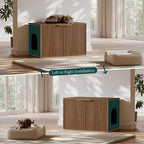 Evermagin 31.5" Cat Litter Box Enclosure Furniture | Walnut Hidden Litter Box Cabinet, Modern Indoor Cat House, Fluted Kitty End Table for Living Room, Bedroom, Entryway