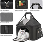Expandable Pet Dog Cat Carrier, Top Opening Pet Bag for Small Medium Dogs Cats, Collapsible Ventilated Car Travel Comfort Soft-Sided Puppy Carriers Up to 15lbs (Black, 16.2"x11.4"x13"(LxWxH))