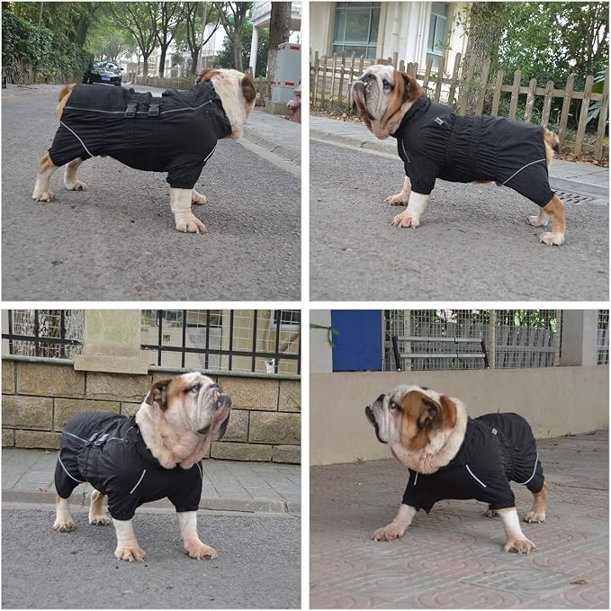 Lovelonglong Waterproof Dog Raincoat – 6-Leg Full Body Dog Rain Suit with Reflective Strips & Leash Opening, Outdoor Dog Jacket for Rainy Weather
