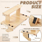 Double-layer Window Sill Extender Plant Shelf, 20+21 Inch Detachable Adjustable Window Sill Extender Shelf Stand for Plants Cat Perch, Renter Friendly No Drilling/Damage (Natural Wood Color)