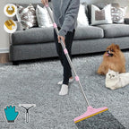 Carpet Rake for Pet Hair Removal, Carpet Scrape for Rug Pink | Reusable Pet Hair Remover, 60" Adjustable Long Handle,for Dog Cat Hair, For Rugs, Mats, Couch, Furniture