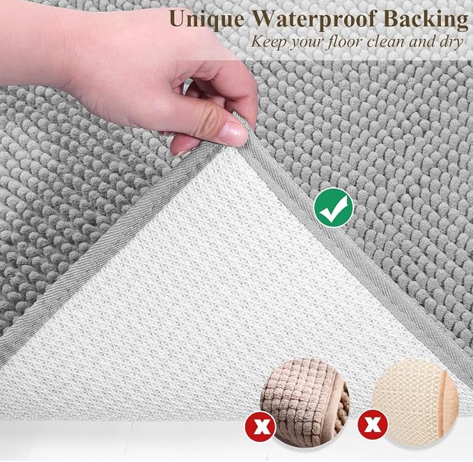 VIVAGLORY Cat Litter Mat Softgrip Litter Trapping Mat, 35"× 25", Grey | Litterbox Rug Box Catcher for Indoor & Floor, Easy Clean Washable Less-Mess Waterproof for Cat