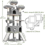 Cat Tree, 81.1" Tall Heavy Duty Cat Tower for Large Cats VCT032W | Cat Furniture with 3 Wide Platforms, Diamond-Shaped Condo 2 Sisal Scratchers, Hammock & Stable Base, Light Gray