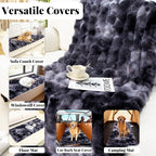 Pet Couch Cover Sofa Washable - Dog Couch Protector Covers Non-Slip Soft Fuzzy Plush Sofa Slipcovers, Pet Friendly Dog Mat for Furniture Couches, Car, Recliner, Black, 27.6"x27.6"