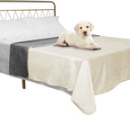 Ameritex Pet Bed Blanket Reversible 100% Waterproof Velvet Super Soft for Sofa and Bed (68x82 Inches, Cream+Grey)