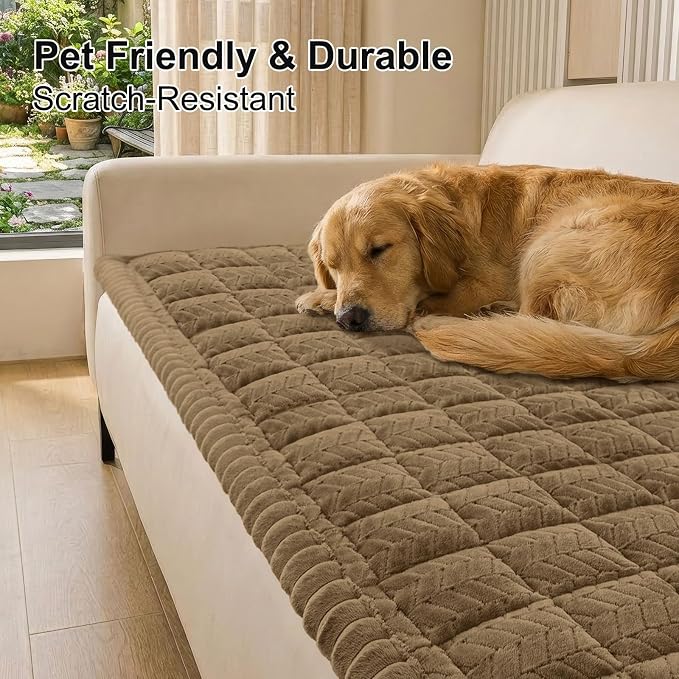 Smiry Couch Cover for Dogs, Non Slip Fuzzy Pet Sofa Covers Washable | Sofa Slipcovers for Sectional Couch, Soft Thick Furniture Protector for Cats Dogs, Against Fur, Dirt, Scratch (43"x63")