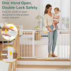 InnoTruth 29.6-50.1 in Extra Wide Baby Gate for Stairs and Doorways, White | Indoor Metal Dog Gate for Pets, Auto Close 2 Way Swing Walk Through Door, Double Lock & Y-Bolts, Pressure or Hardware Mount