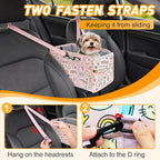 Console Dog Car Seat - Portable Dogs Armrest Booster Seat for Small Dog, Foldable Pet Car Seat with Safety Belt, Pink Kitten