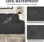 Easy-Going 100% Dual Waterproof Recliner Sofa Cover, 8-Pieces Stretch Relining Couch Cover with Pocket, Jacquard 3 Seat Sofa Slipcover Leakproof Washable (Sofa, Dark Gray)