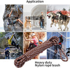 Long Dog Leash for Training 30Ft-Reflective Nylon Rope with Swivel Hook-Recall Agility Lead for Large Small Medium Dogs Outside Walking Hiking-Brown Diam 1/2"
