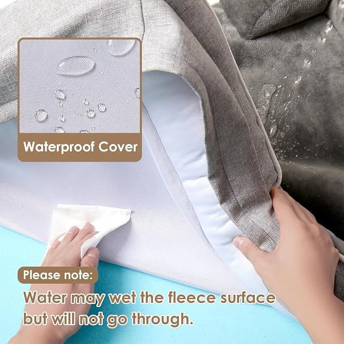 EHEYCIGA Orthopedic Small Dog Bed, Waterproof Memory Foam Washable Pet Beds | Non-Slip Bottom and Egg-Crate Foam Medium Dog Couch Bed with Washable Removable Cover, Grey