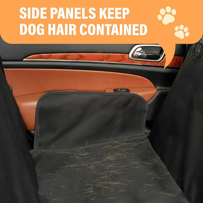 Active Pets XL Waterproof Hammock Large Car Seat Cover, Fits SUVs Trucks Big Sedans, Secure Convertible Travel Bed Protects Backseat Cargo from Dog Puppy Pet Water Food Drool Urine, Black