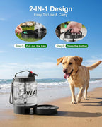 Portable Dog Water Bottle with Bowl, Large 77 oz/2.2 L, Black | Food-grade, BPA-free material, silicone seal, easy-clean wide mouth, grip handle, for large dogs, hiking, camping, beach days