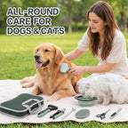 Thalirem 8-in-1 Dog Grooming Kit with Collapsible Travel Bowl | Portable grooming tools and storage bag for dogs and cats at home or outdoors