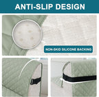 Turquoize 100% Waterproof Futon Cover Futon Slipcover Washable Armless Sofa Bed Slipcover Protector Seat Width Up to 70" with Adjustable Elastic Strap Anti-Slip for Dogs, Sage