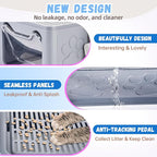 Covered Cat Litter Box, Extra Large Drawer Design with Dual Entry, Grey | 13L litter capacity, adjustable door, leakproof structure, cleaning accessories, complimentary cat litter mat