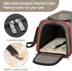 Petsfit Expandable Cat Carrier Dog Carriers,Airline Approved Soft-Sided Portable Pet Travel Washable Carrier for Kittens,Puppies,Removable Soft Plush mat and Pockets,Locking Safety Zippers | 17 x 11 x 11 in; sized for Delta Air Lines, with locking zipp...