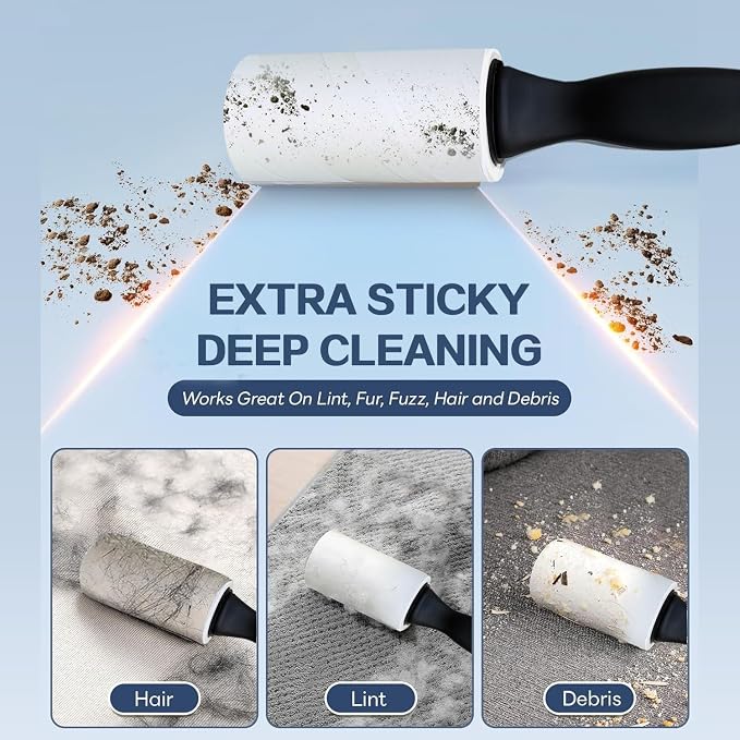 Lint Rollers for Pet Hair, 600 Sheets 2 Handles with 6 Rollers | Extra Sticky, Lint Remover for Clothes, Clean Hair on Sheets Couch Furniture and Carpet, Dog and cat Lint Roller,travel size