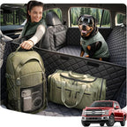 Rorhxia XL Dog Truck Seat Cover for Back Seat with Road Trip & Daily Mode | 3 Modes for Full Pet / Storage / Passenger, 500 lbs Hard Bottom Supports, 45% More Space, 100% Waterproof, 7-Layer Protection