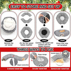 Soulchen Black and White Cat Tunnel Bed Under Christmas Tree 3ft x 3ft x 9.8in Detachable Donut Tunnel Sandworm 3-in-1 Indoor Cats Cave for Kitty Rabbit Ferret Puppy(Striped Black)
