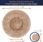 Donut Dog Bed - Premium Comfort for Anxiety Relief - Fluffy & Calming Design with Ultra-Plush Support | Cozy Round Dog Bed with Super Soft Circle Style (Camel, Large)
