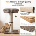 Avont 28.7" Sisal Cat Scratching Post with Large Plush Perch, Taupe | Large Cat Scratcher Tower & Plush Elevated Cat Bed with Removable & Washable Cover, Sturdy Cat Perch for Indoor Cats