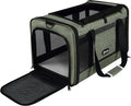 GAPZER Medium Cat Carrier Bag Lightweight, Soft-Sided Small Pet Carry Crate | 18 x 11 x 11 Light Weight Yorkie Kennel up to 15 lbs for Indoor House, Top Entry Bunny Canvas Bag Vet Visit Easy Clean Olive