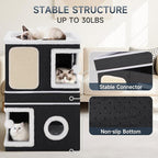 Shikha 2 Story Cat House beds for Indoor Cats with Scratch Pads Black | 2 in 1 Dual Use Double Cat Bed Cave for Multiple Pets Kitten, Elevated Perch for a Wide View, All Season Reversible Cushion