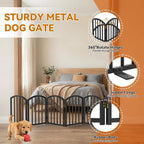 SNUOWU 16 Inch Full Metal Freestanding Short Dog Gate for Small Dogs, Foldable 6-Panel Pet Barrier, Expands Up to 72" Wide, Indoor Safety Fence for Doorway, Home & Stairs, Black