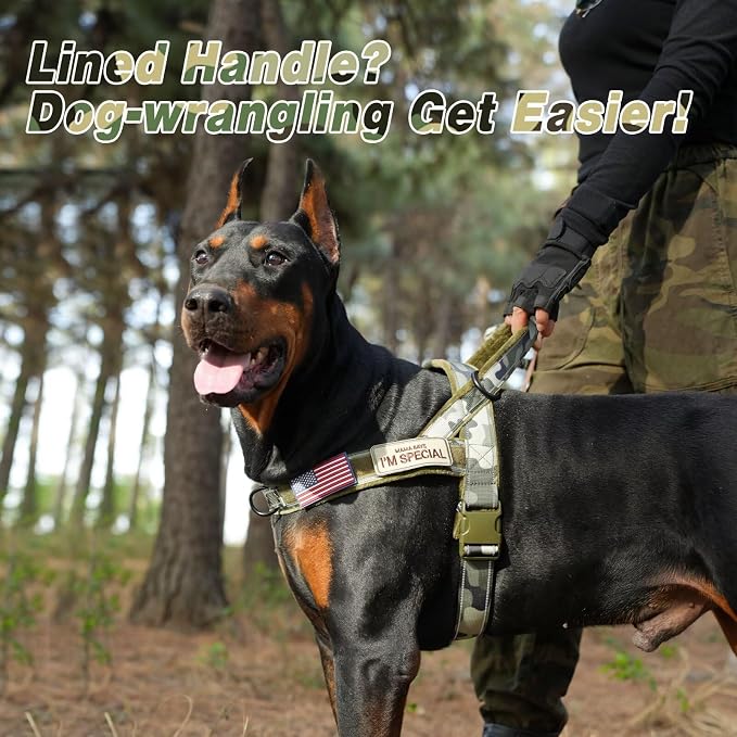 Forestpaw No Pull Dog Harness with Large Handle,Comfortable,L,Camo Green | Adjustable Fits Chest 26-31",50-80 lbs,Slip On,Quick Release,Easy Control,Soft Padded,for Medium Large Dogs Walking Training