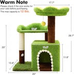 Woochpet Sunflower Short Cat Tree with Cat Scratching Posts Small Cat Tower | Cat Condo,Cat Perch,Cat Bed 3-in-1 Cat Scratcher for Small Cats and Kittens