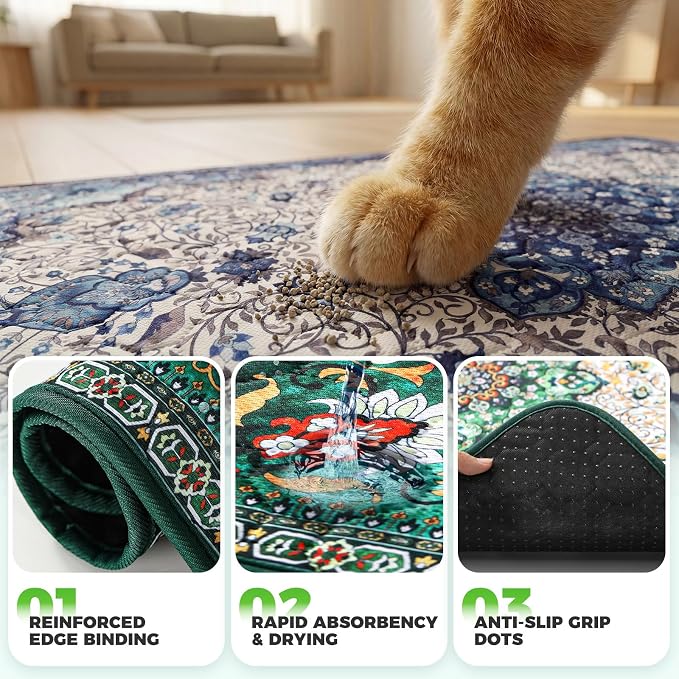 Hompet Cat Litter Mat 2 Pack, 24.8x54 Large Machine Washable Trapping Mats for Cats, Super Absorbent & Urine-Proof Cat Litter Box Mat for Floor, Waterproof & Non Slip Kitty Litter Rug
