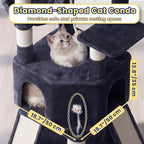 Cat Tree, 81.1" Tall Heavy Duty Cat Tower for Large Cats VCT032G | Cat Furniture with 3 Wide Platforms, Diamond-Shaped Condo 2 Sisal Scratchers, Hammock & Stable Base, Smoky Gray