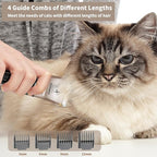 Quiet Cat Clippers & Cat Grooming Kit for Matted & Long Hair | 250Min Cordless Pet Shaver, Low Noise Pet Hair Trimmer for Grooming,2in1 Wide & Narrow Blades,4 Combs,Scissors & Glove(Gold)