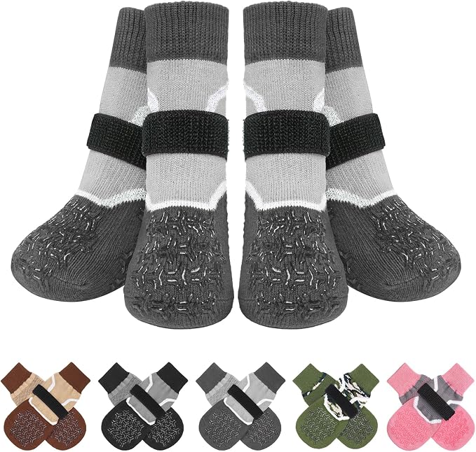 BEAUTYZOO Dog Socks to Prevent Licking Paws for Hardwood Floors Anti Slip, Dog Shoes Booties for Hot/Cold Pavement,Grippy Boots & Paw Protectors Traction Control for Small Medium Large Senior Dogs