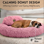 PetJett XL Dog Beds for Large Sized Dog - 45'' Extra Large Dog Bed, Anti-Slip & Washable Super Soft Round Donut Bed, Fluffy Faux Fur Anti-Anxiety Premium Comfort Pet Bed, Fits Dogs up to 120 lbs