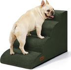 Aodisman Dog Steps for Bed or Couch,4 Step Pet Stairs for Small Dogs & Cat | Curved dog ramp help small dogs, senior cats and puppies get on and off couches and beds, non-slip bottom, 17.4" H,Green