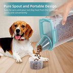 LEAWALK Airtight Small Cat Dog Pet Food Storage Containers BPA Free, with Large Pour Spout/1 Measuring Cup/ 4 Safety Locks and Double-layer Silicone Strip (Clear Blue x 2, 3L-2pack)