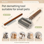2 in 1 Cat Brush for Dematting & Deshedding, Undercoat Rake | Stainless steel undercoat rake for cats and small dogs helps remove loose hair, mats and tangles; grooming comb included