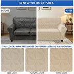 ZNSAYOTX Stretch Couch Cover, 1 Piece Oversized Sofa Covers for 3 Cushion Couch, Jacquard Sofa Slipcovers with Elastic Bottom Thickened Furniture Protector for Dog Cat Pet (X-Large, Khaki)