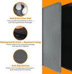 Cat Litter Mat 24"x16",Double Layer EVA Litterbox Mat Dark Gray | Extra Large Honeycomb, Waterproof & non-slip, Odor-free, easy clean, washable durable floor protector,scatter control