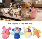 32-Pack Small Squeaky Dog Toys Bulk, Cute Fruits & Animal Stuffed Plush Puppy Toys, Soft Teething Toy Bundle for Small Medium Dogs & Puppies