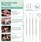 Dog Plaque Remover for Teeth, Pet Ultrasonic Tooth Cleaner Kit, 5 Adjustable Modes Dog Teeth Cleaning Kit with LED Light, Dental Tools, Tartar and Stain Remover for Dogs and Cats (White)