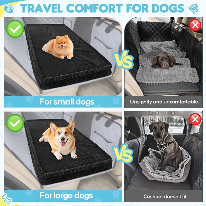 Loiion Dog Car Bed, Non-Slip Backseat Extender Pet Mat 50"x24.6" | Removable, Washable Dog Bed With Waterproof Liner Protects Car Seats, Anti-Slip Travel Bed For Dogs